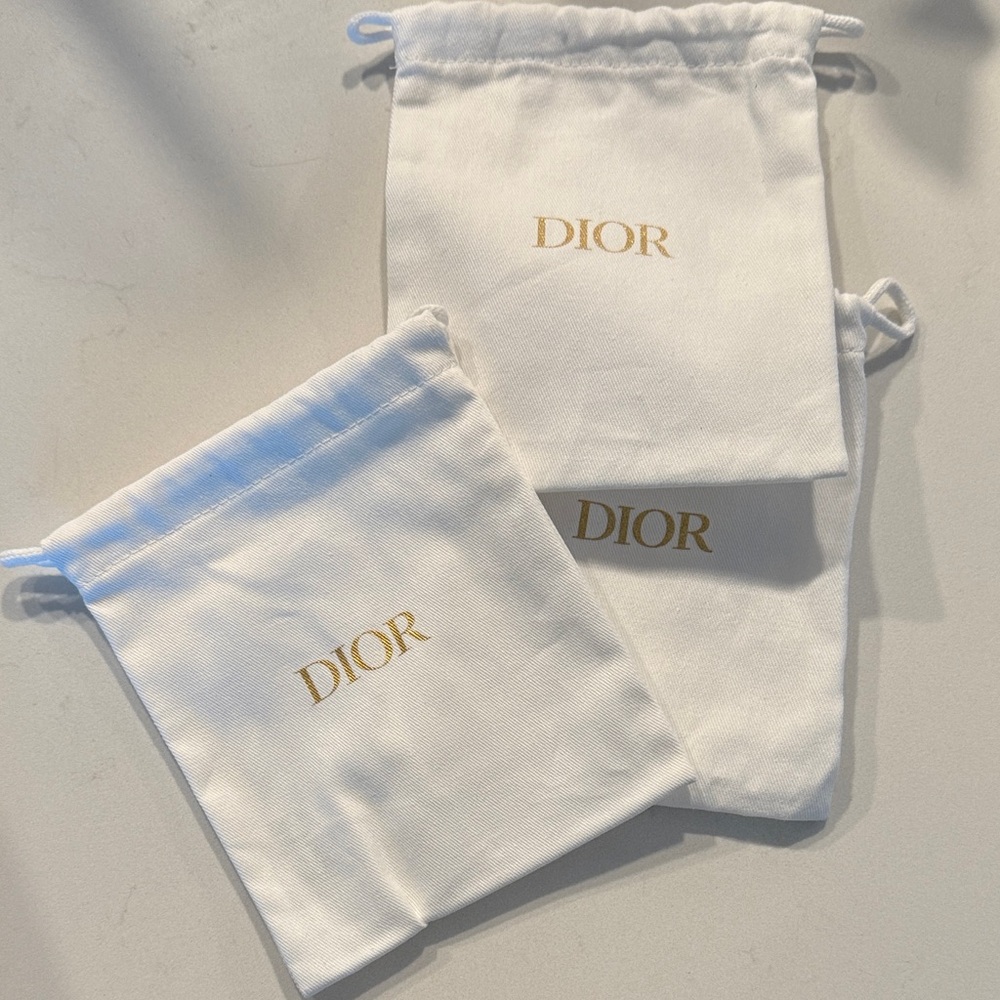 Dior White Pouches with Gold Logo